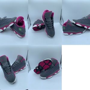 Jordan 13 wolf grey and pink size 7y